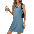 thumbnail image 1 of Vestido EVALESS casual con cuello en V sin mangas a rayas 2026 para mujer, 1 of 5