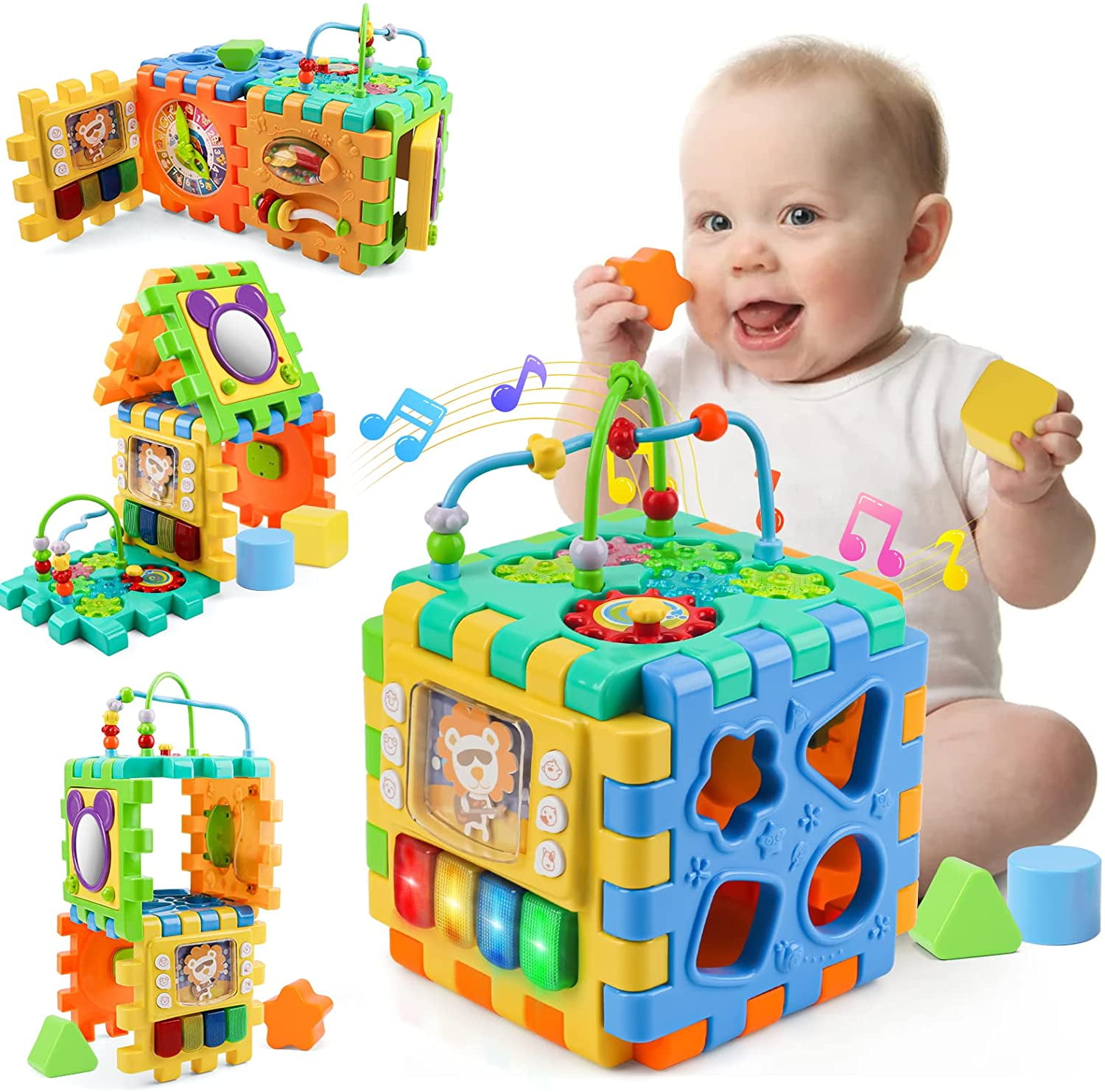 Baby Activity Cube Toy, 6 in 1 Multipurpose Play Center with Music ...