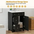 thumbnail image 6 of 24" Durable Compact Freestanding Cabinet, Bathroom Storage Unit with Soft Close Door, Modern Small Bathroom Vanity with Storage for Bathroom, Black, 6 of 9