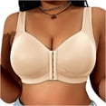 thumbnail image 3 of Feancey Plus Size Bras for Women Front Closure Everyday Brassiere Anti-Sagging High Support Wireless Bras Wide Strap Casual Full Coverage Bra Beige L, 3 of 9