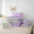 thumbnail image 5 of Feelyou Purple Bowknot Bedding Comforter Set 7-Piece, Cartoon Bow-tie King Bedding Sets, Sequin Print Bed Sheets, Super Cozy Room Decor, 5 of 7