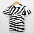 thumbnail image 3 of Zebra Print Black And White Men Zipper T-shirt Summer Casual Short Sleeve T-shirt Top, 3 of 7