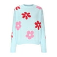 thumbnail image 5 of GigrtiJin Women's Cute Flower Sweaters Fall Casual Lightweight Ribbed Knit Crewneck Long Sleeve Pullover Sweater Top, 5 of 6