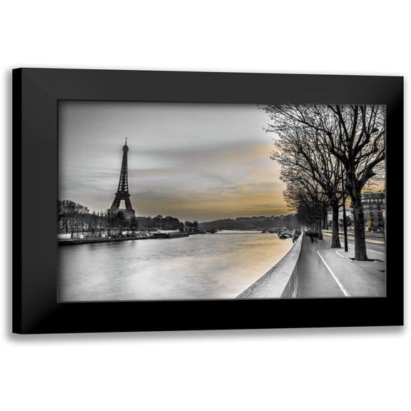 Frank, Assaf 14x11 Black Modern Framed Museum Art Print Titled - River Seine and The Eiffel Tower