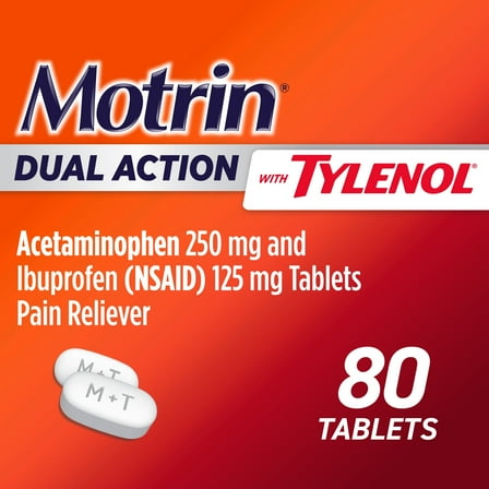 Motrin Dual Action with Tylenol, Ibuprofen & Acetaminophen, 80 Ct