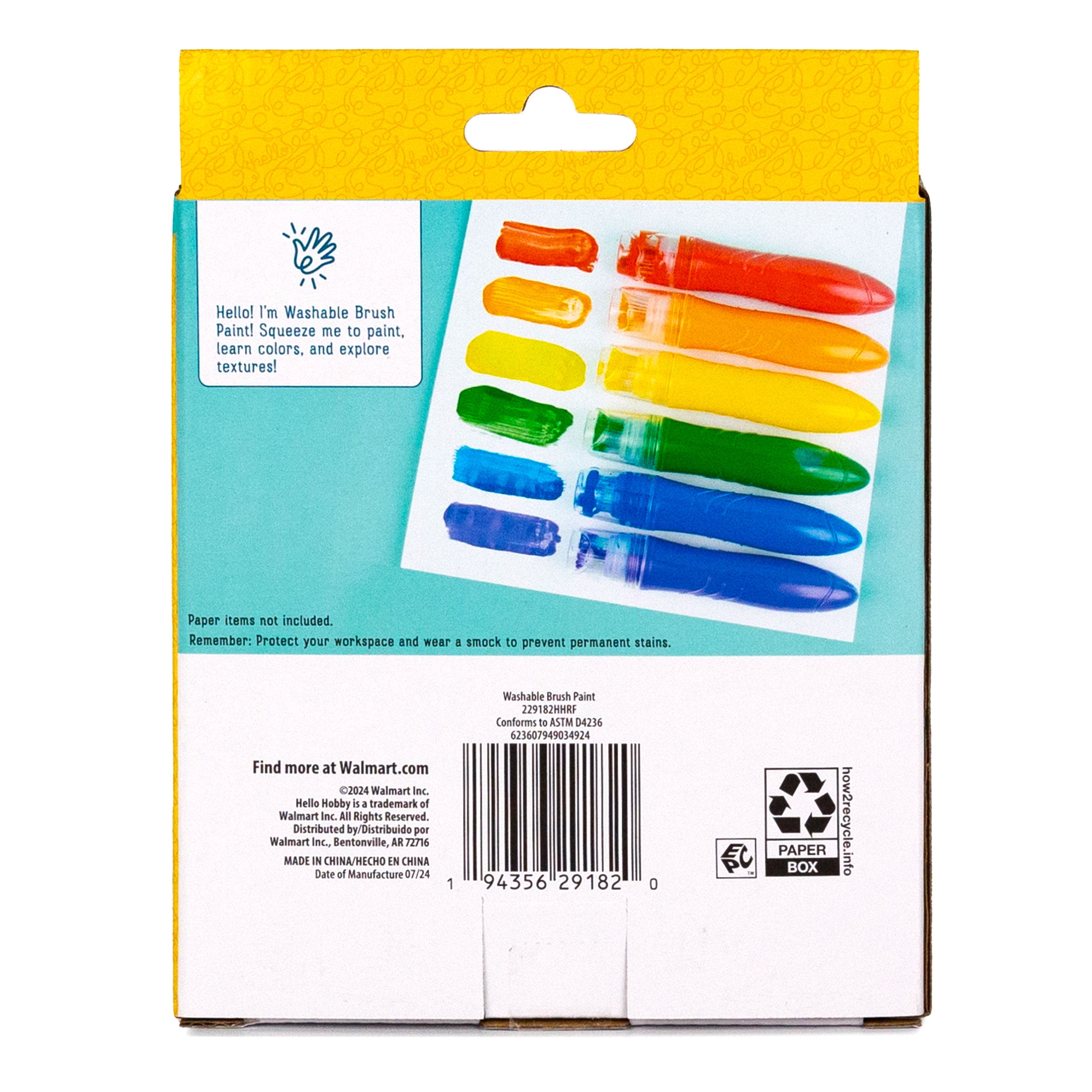 Hello Hobby Washable Squeezable Paintbrushes, 6-Pk