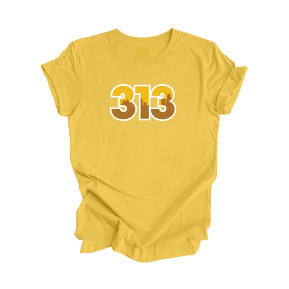 313 Detroit Michigan USA Area Code City Skyline Gift - Unisex T-Shirt - Inspired X
