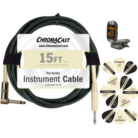 - ChromaCast Guitar Accessory Pack Includes: 15' Straight-Angle Instrument Cable, Tuner and Pick Sampler