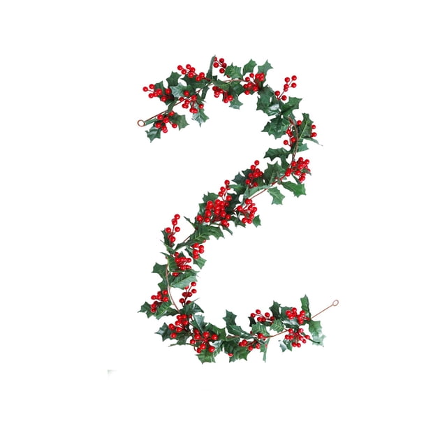 Qocolhg Guirlande de Noël aux Baies Rouges de 69 Pouces, Guirlande de Baies Artificielles Flexible pour Décoration de Cheminée Intérieure Extérieure pour Décoration de Noël et du Nouvel An