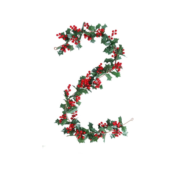 Guirnalda navideña de frutos rojos, bayas naturales de tacto real, bayas artificiales de invierno, decoración para fiestas navideñas de Año Nuevo.