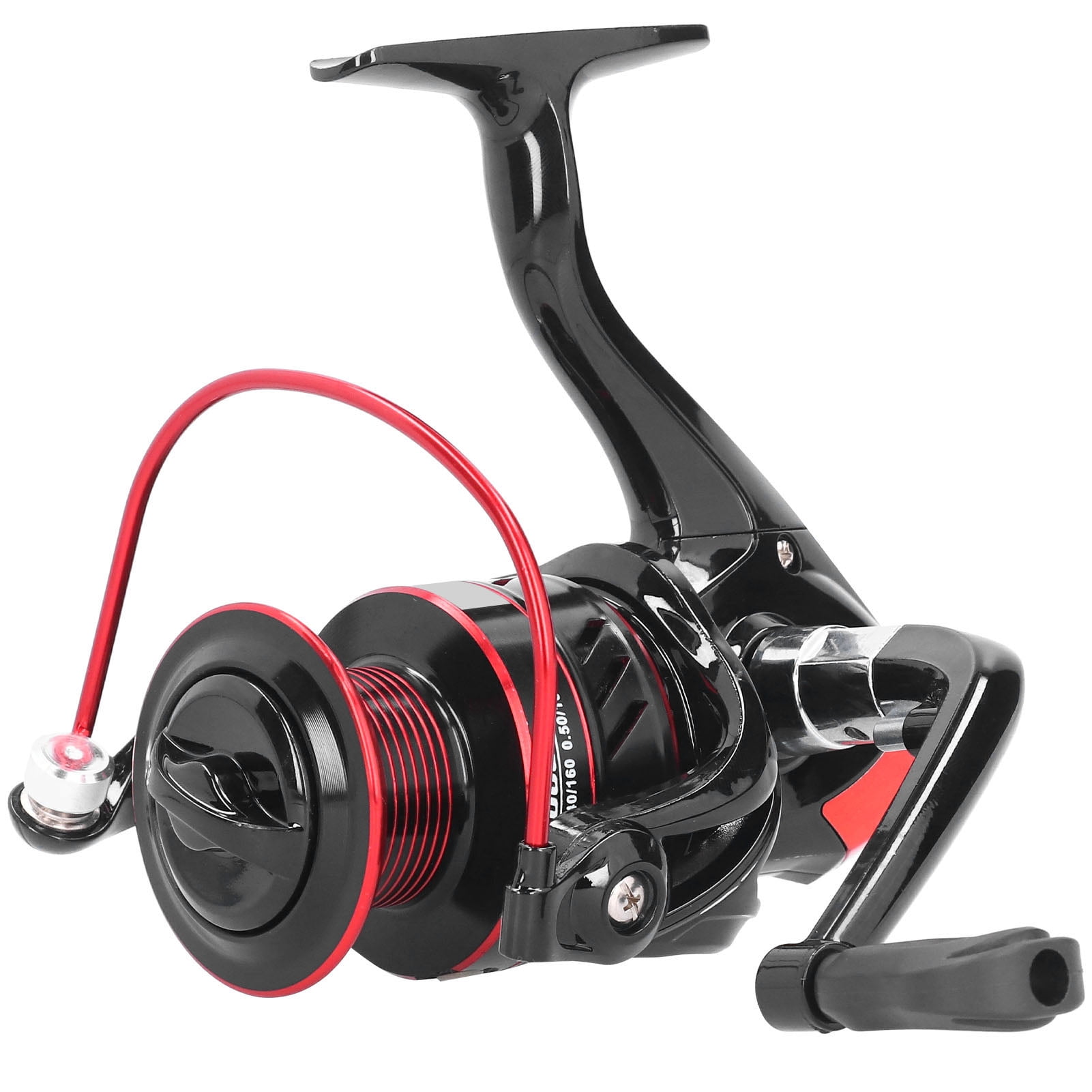 Rupoun Metal Spinning Reel Spool Sea Rod Lure Rock Fishing Long Shot Reel Accessory Black Red DM6000 Ambidextrous 5.2:1 Gear Ratio Heavy Duty Freshwater Saltwater