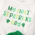 thumbnail image 4 of GUNIA Boys St Patricks Outfit Toddler Baby Boy Summer Short Sleeve Letter Print Stripe T Shirt With Elastic Waist Shorts Summer St. Patrick'S Day Outfits Clothes Set White 6-12 Months, 4 of 7