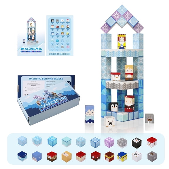 PlayMaty ‌Magnetic Blocks 100PCS, STEM Building Cube Toys for Kids Ages 3-10 | Montessori Sensory Toys, Indoor/Outdoor Creative Games & Birthday Gifts for Toddler Boys Girls