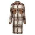 thumbnail image 4 of Womens Tops Women's Casual Lapel Button Down Long Plaid Shirt Coat Tartan Shacket Jacket Womens Fall Fashion, 4 of 9