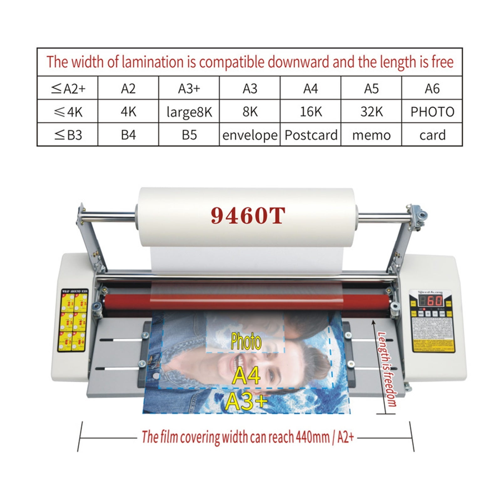A2 Hot Roll Laminating Machine Four Rollers Laminator Laminator High-end Speed Regulation Thermal Laminator