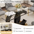 thumbnail image 7 of 7-Piece 70" Glass Dining Table Set, Tempered Glass Top with OC Shape Frame & Stainless Steel Base, 6 Velvet Chairs with Stainless Steel Legs, 7 of 7