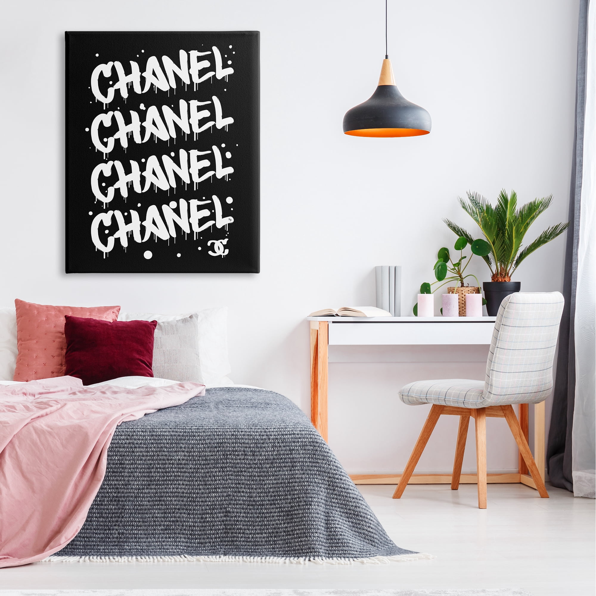 Stupell Industries Black & White Glam Graffiti Typography Painting Gallery Wrapped Canvas Print Wall Art, 36 x 48