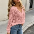 thumbnail image 6 of GERsome Long Sleeve Lace Shirts for Women Ruffled V-Neck Trendy Eyelet Tops for Summer Casual Pink L, 6 of 7