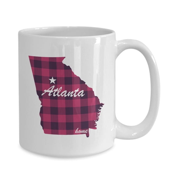 Georgia Buffalo Plaid With Customized City Option White Gift coffee mug Miss Missing You Long Distance Personalized Friendship Penpal