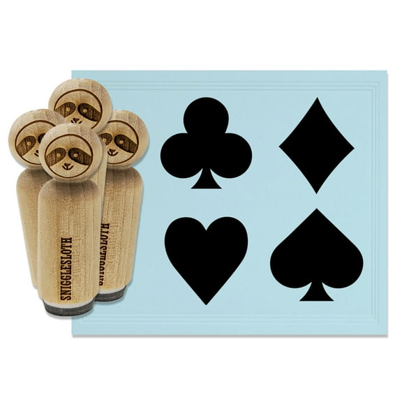 Playing Card Suit Symbols Clubs Diamonds Hearts Spades Rubber Stamp Set for Scrapbooking Crafting Stamping - Mini 1/2 Inch