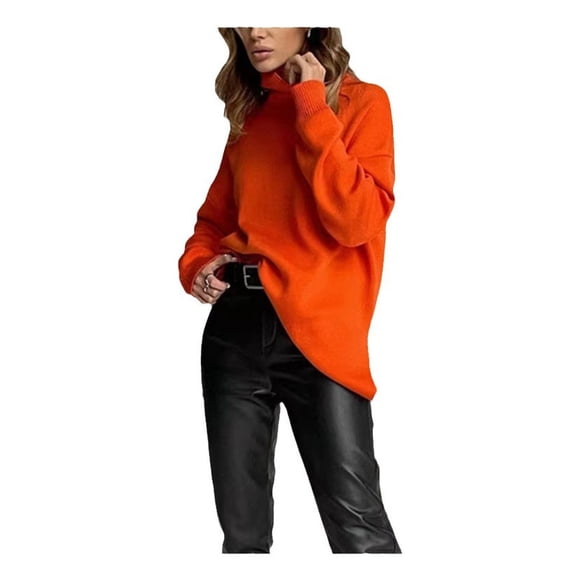 Jersey de punto holgado de cuello alto para mujer