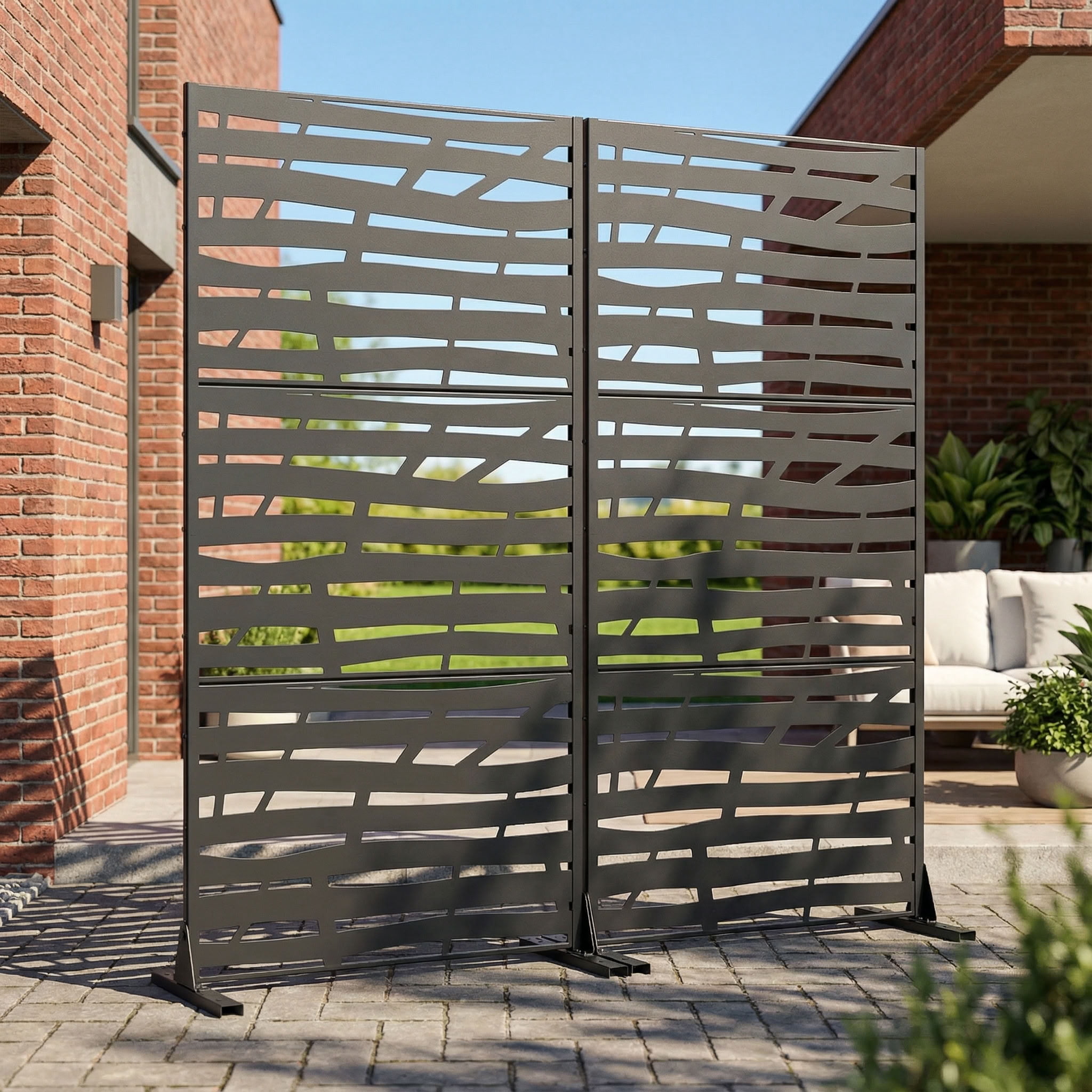 MAYEERTY 72*35in Outdoor Privacy Screen, Heavy Duty Metal Privacy Fence, Decorative Privacy Panel for Patio, Balcony, Backyard, Garden