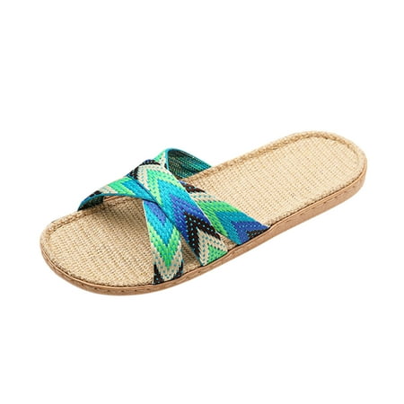

Youmylove Slippers Women Men Linen Shoes Summer Household Beach Slippers Sandals Floor Shoes Slides Leisure Ladies Cozy Daily Walking