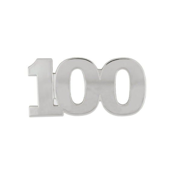 PinMart's Number 100 Anniversary 100th Birthday Party Shiny Silver Unisex Lapel Pin for Teens and Adults