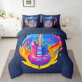 thumbnail image 2 of Homewish Electric Guitar 7-Piece Bedding Comforter Set For Female Men Adults,Music Theme King Bedding Sets,Musical Melody Ultra Soft Bed Sheets,Luxury Bedroom Decor,Reversible, 2 of 8