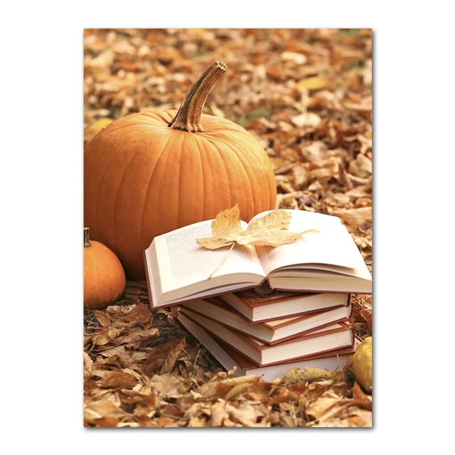 Póster de lienzo de decoración de otoño, hojas amarillas, vista de otoño, arte de pared, Impresión de pintura de calabaza, imagen de Halloween, sala de estar, dormitorio