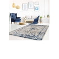 thumbnail image 2 of Ladole Rugs Anatolia Collection Comfortable Traditional Style Soft Area Rug Carpet in Ivory and Blue, 4x5 (3'11" x 5'3", 120cm x 160cm), 2 of 5