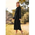 thumbnail image 5 of Women's 2023 Fall Midi Dress Casual Long Sleeve V Neck Swiss Dot Pleated A Line Flowy Dresses, 5 of 9