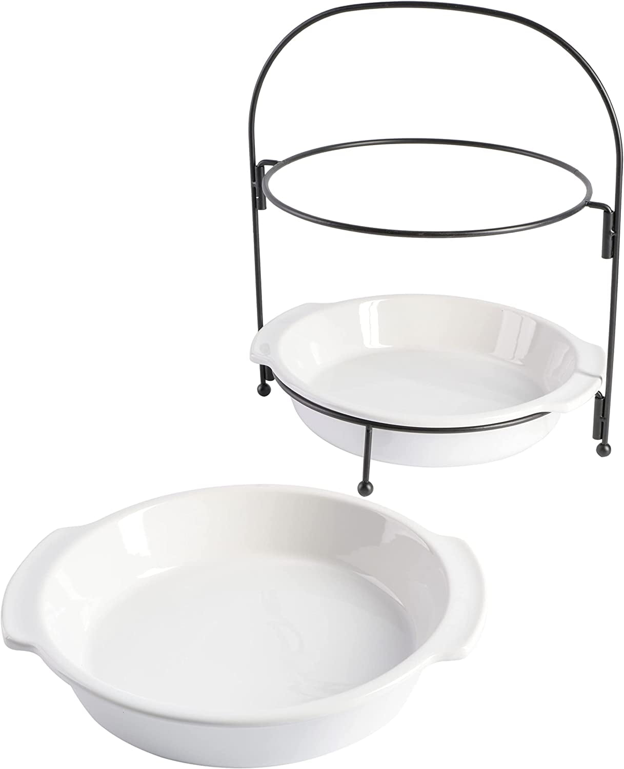 Gibson Home Gracious Dining Two Tier Serving Set With Metal Stand