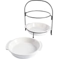 thumbnail image 3 of Gibson Home Gracious Dining Two Tier Serving Set With Metal Stand, 3 of 5