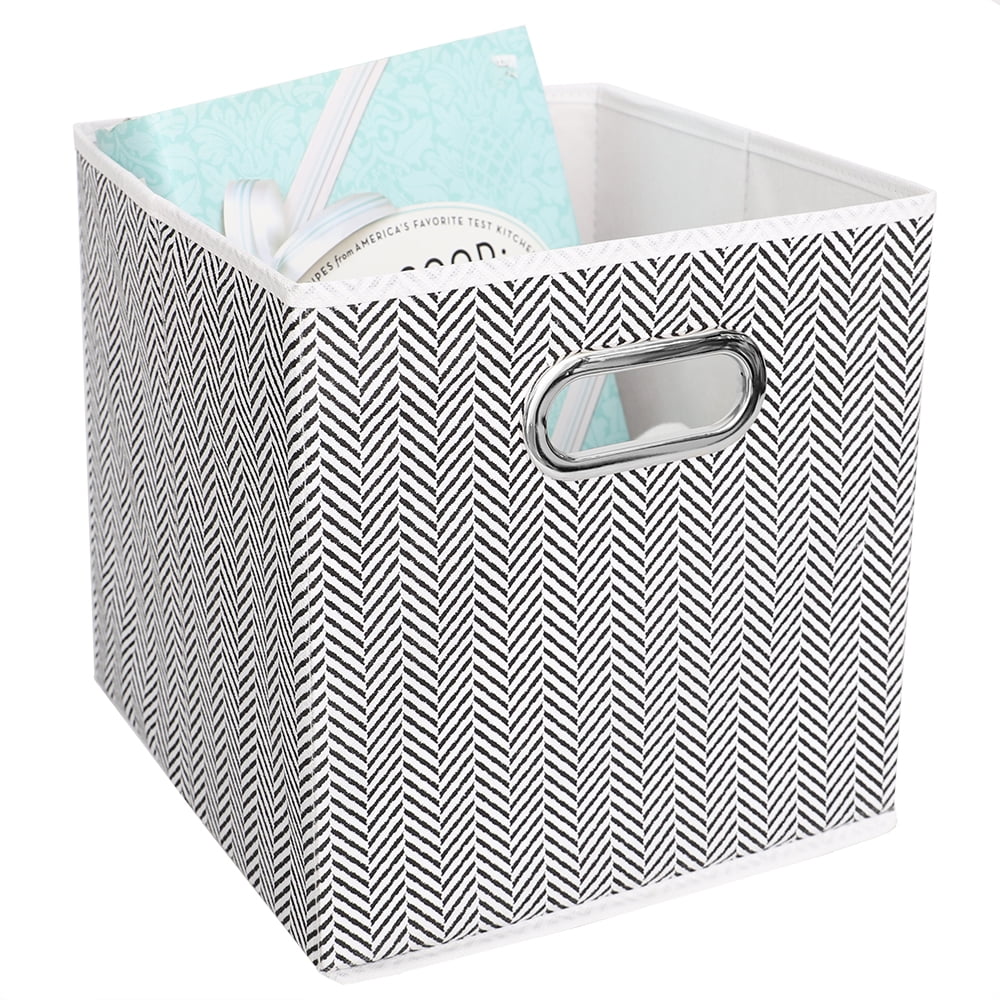 Home Basics Herringbone Weave Collapsible Nonwoven Storage Cube with