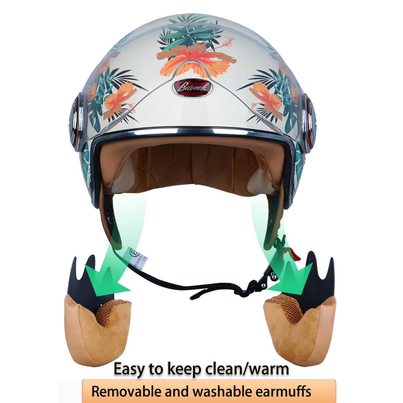 BEON Half Face Retro Vintage Motorcycle Helmet with Anti-Scratch Visor for Adults Moped Vespa, DOT & ECE Approved