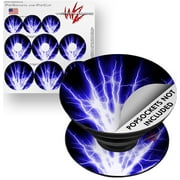 Decal Style Vinyl Skin Wrap 3 Pack for PopSockets Lightning Blue (POPSOCKET NOT INCLUDED) by WraptorSkinz