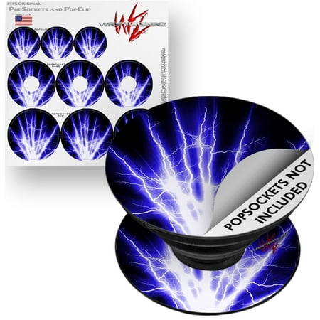 Decal Style Vinyl Skin Wrap 3 Pack for PopSockets Lightning Blue (POPSOCKET NOT INCLUDED) by WraptorSkinz