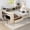Cream#8AAC-1, variant on Bed Frames Wood Full Size Platform Bed with Storage Shelves, Drawers, Charging Station and Upholstered Headboard, Gray,Storage Beds Frames