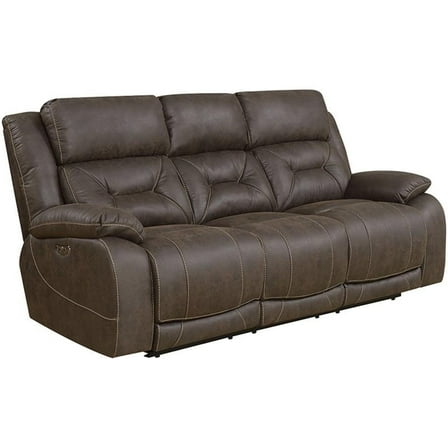 Bowery Hill Modern Faux Leather Reclining Sofa in Saddle Brown