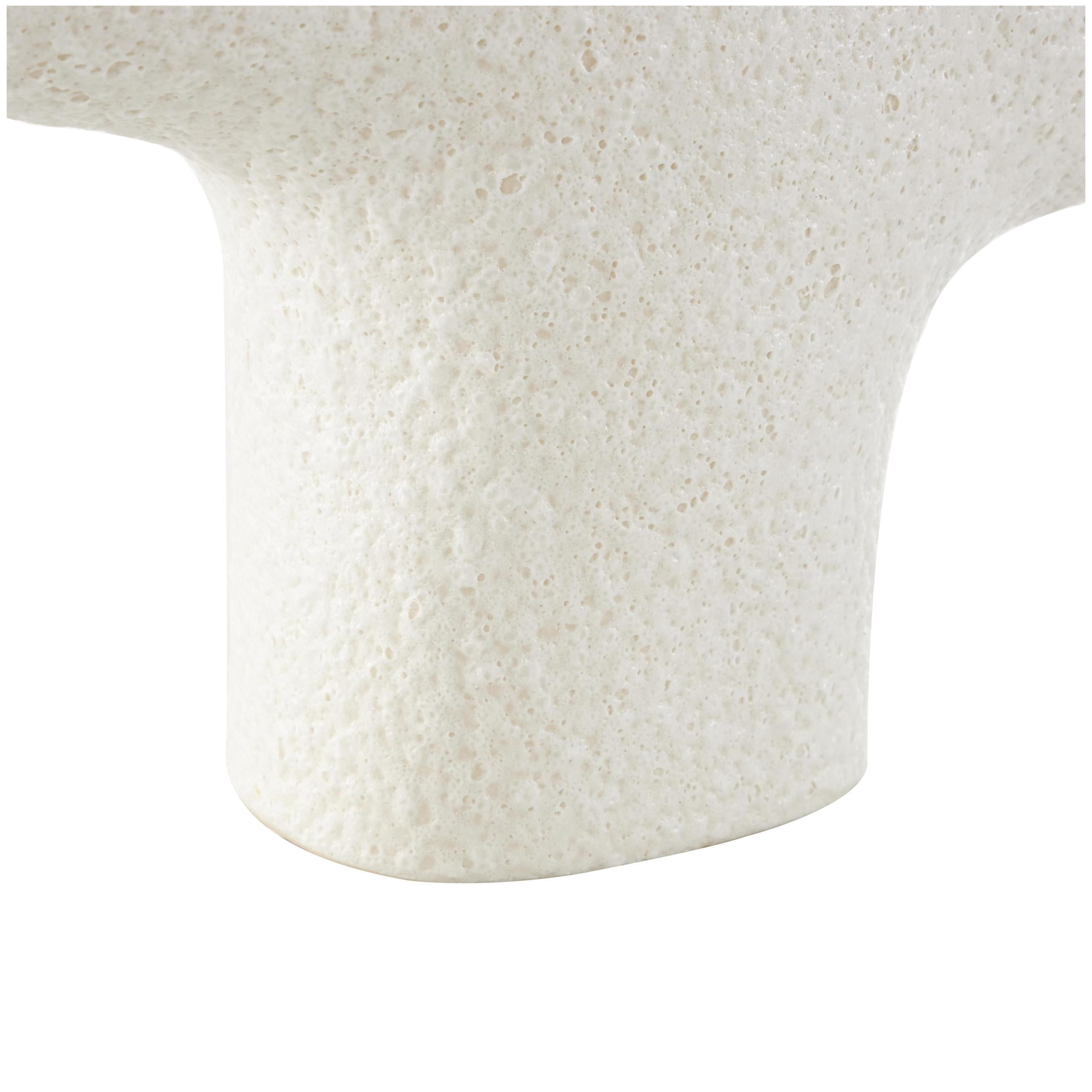 DecMode 14" Abstract Dual Opening U-Shaped White Ceramic Vase with Glossy Speckled Texture