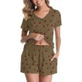 thumbnail image 4 of Women's Pajamas Sets Short Sleeve Lounge Sets Sleepwear Cherry T-Shirts Shorts Casual Two Piece Pjs Set, L, 4 of 7