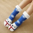thumbnail image 5 of American Trends Fuzzy Socks with Grips for Women Warm House Socks Indoor Winter Socks Cozy Non Slip Plush Fleece Socks Christmas Socks Blue Bear, 5 of 6