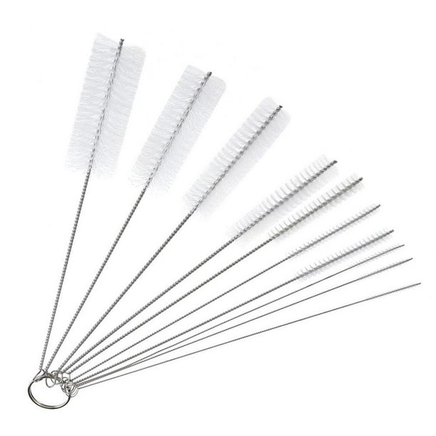 Juego Cepillos Paja Tubo Nailon Cepillo Limpieza para Teclados Y Gafas Color Blanco 10 Uds.