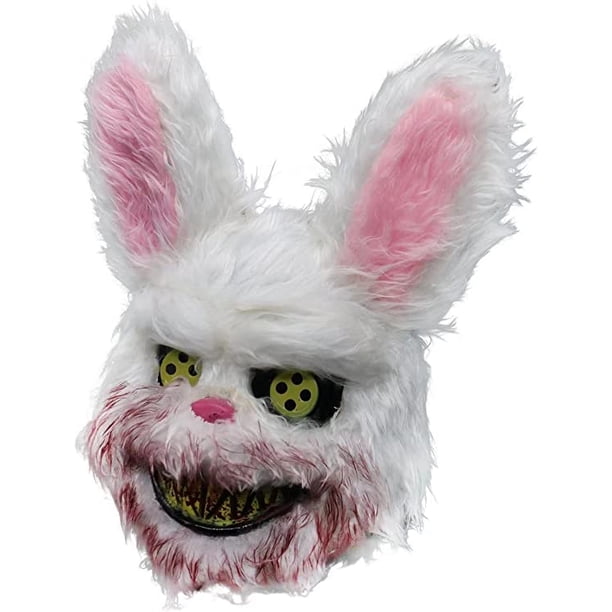 Creepy Rabbit Bloody Killer Bunny Halloween Decoración Scary Mask - Máscara de conejo, Bloody Plush Head Mask, Halloween Christmas Cosplay Costume Props Halloween Party JAMW Sencillez