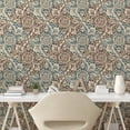 thumbnail image 2 of Ambesonne Fashion Peel & Stick Wallpaper for Home, Antique Feeling Flora Art, 13"x72", Grey Teal Umber and Taupe, 2 of 5