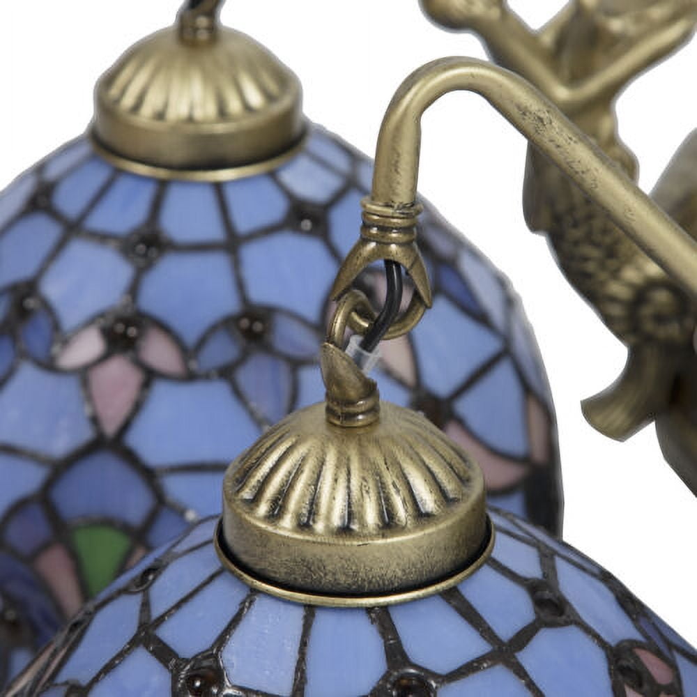 Indoor Tiffany Bathroom Vanity 2 Light Retro Stained Glass Wall Lighting Fixture
