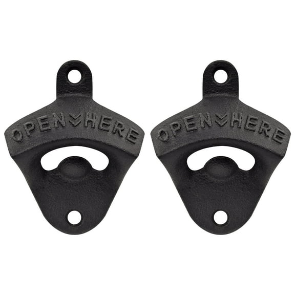 HAIICEN Cast Iron Bottle Opener Wall Mount Black Table Mounted Beer Cap Opener for Men Women (Pack of 2)