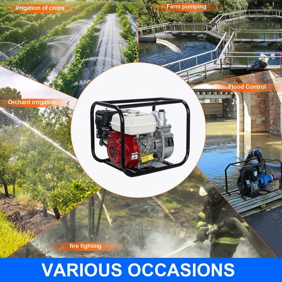 6.5 HP 2inch 4-Stroke Gas Water Pump Semi-Trash Water Pump Transfer Pump 158GPM