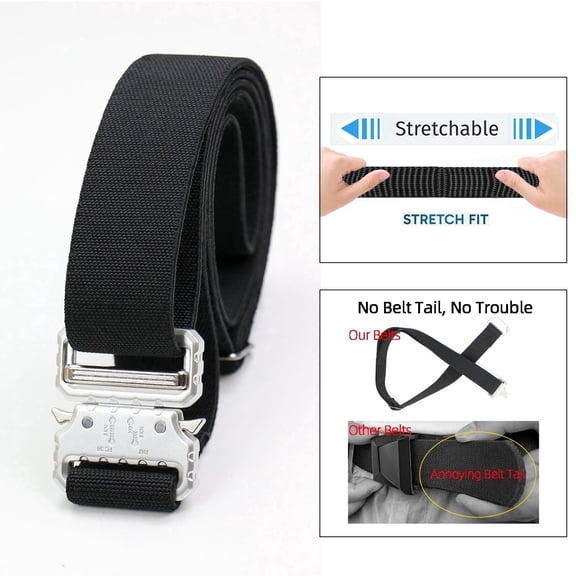 Dutrong Belt for Men with Stretch,1.5" Elastic Nylon High Quality Strap, Hiking Rigger Work l Belt with Heavy Duty Quick Release Buckle